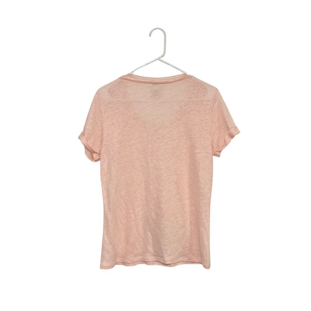 Sundance 100% Linen Pink Top Womens Size Small Short Sleeve - Picture 2 of 4